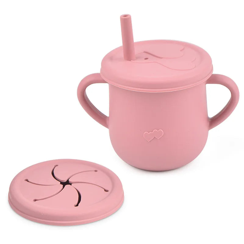 Silicone Baby Training Cup with Lid-Spill-Resistant Sippy Cup