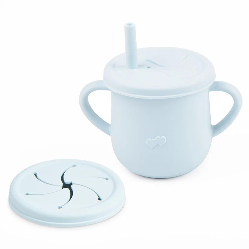 Silicone Baby Training Cup with Lid-Spill-Resistant Sippy Cup