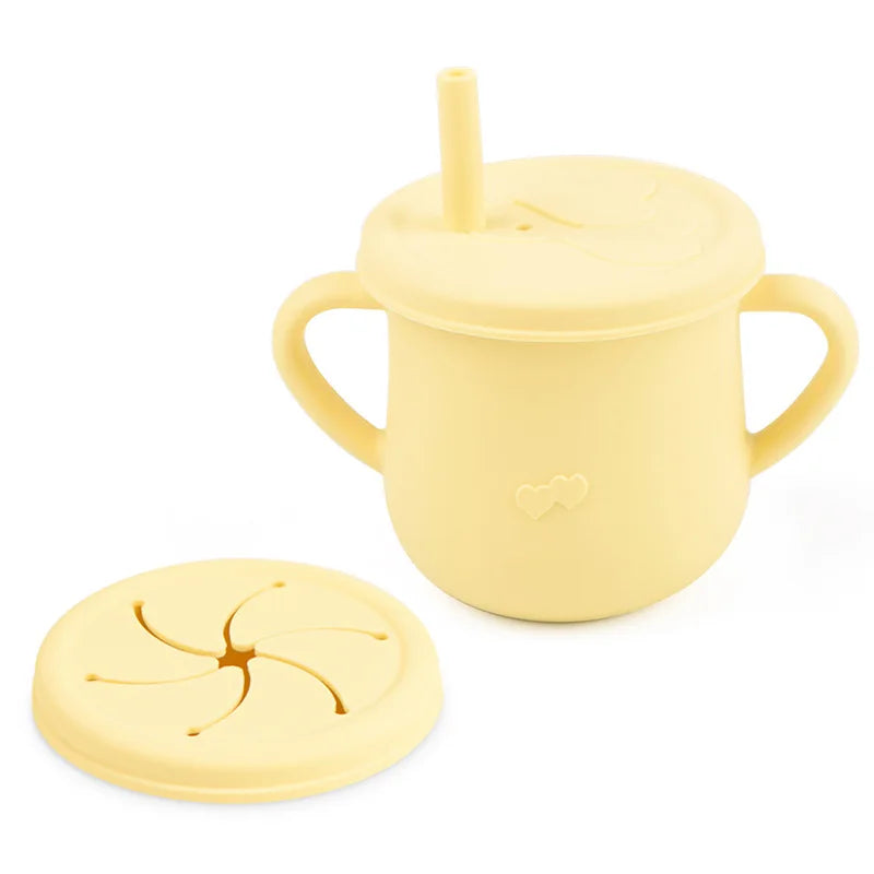 Silicone Baby Training Cup with Lid-Spill-Resistant Sippy Cup