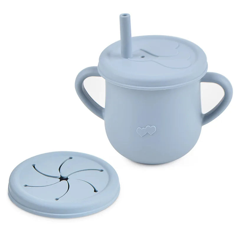 Silicone Baby Training Cup with Lid-Spill-Resistant Sippy Cup