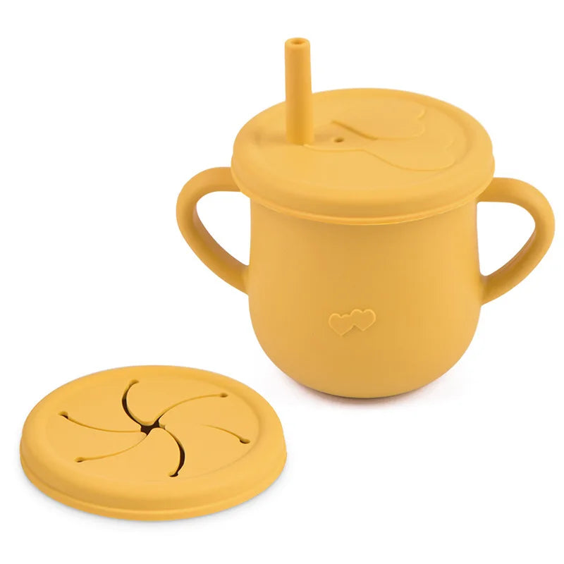 Silicone Baby Training Cup with Lid-Spill-Resistant Sippy Cup