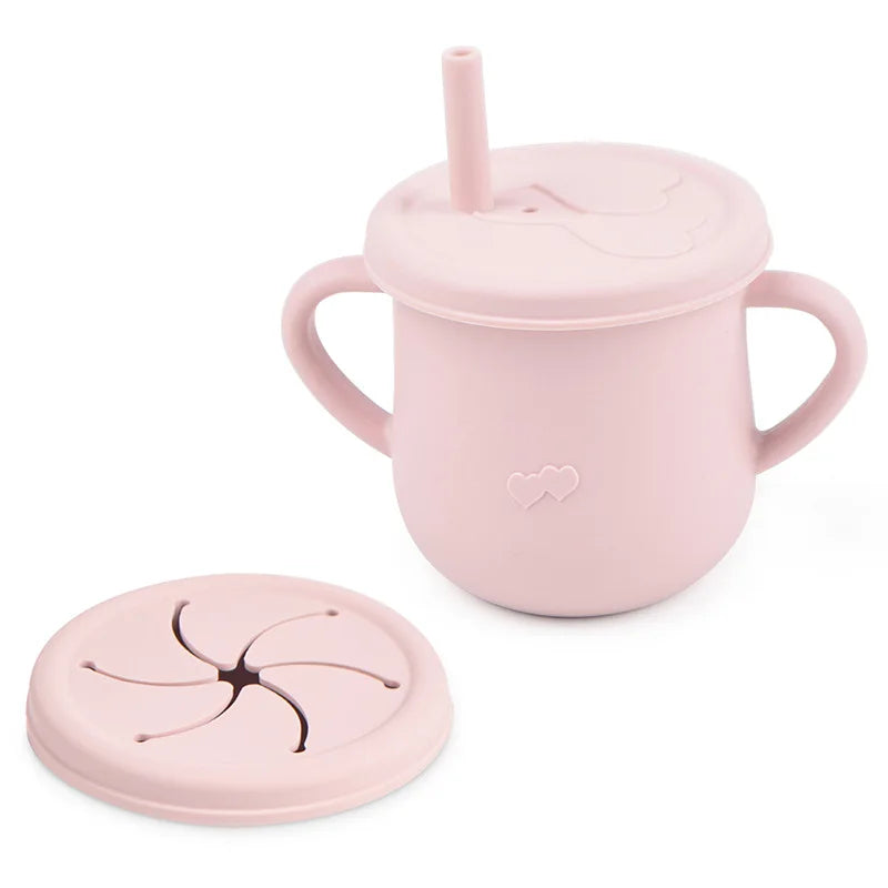 Silicone Baby Training Cup with Lid-Spill-Resistant Sippy Cup