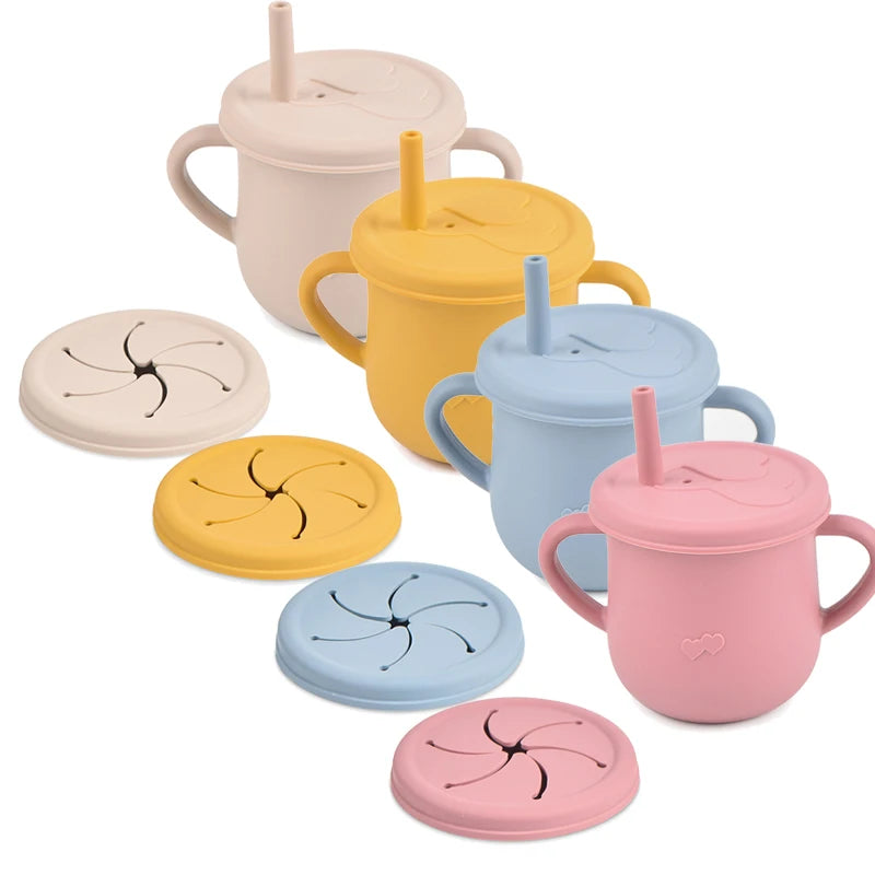 Silicone Baby Training Cup with Lid-Spill-Resistant Sippy Cup