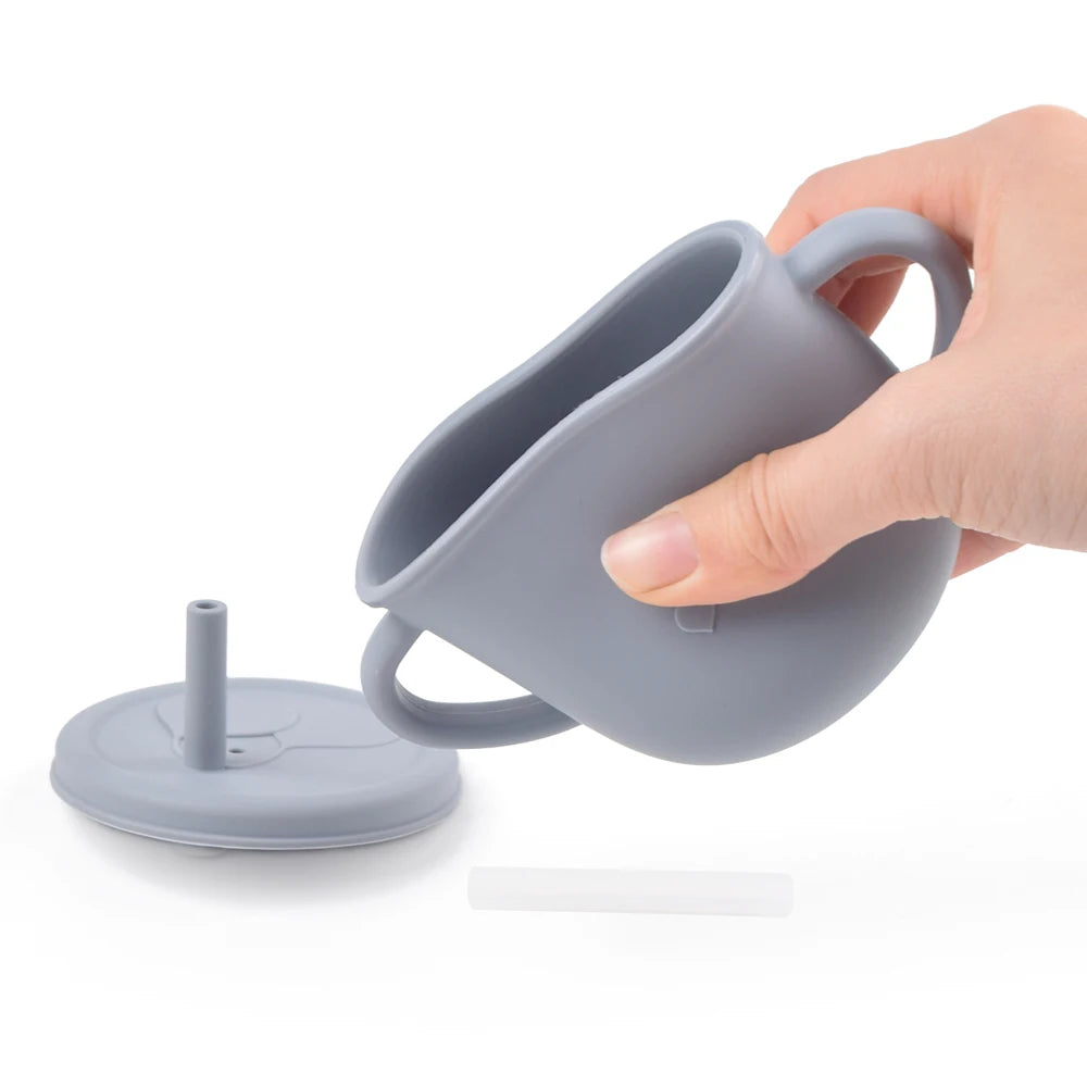 Silicone Baby Training Cup with Lid-Spill-Resistant Sippy Cup