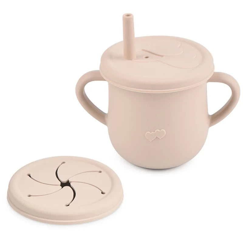 Silicone Baby Training Cup with Lid-Spill-Resistant Sippy Cup