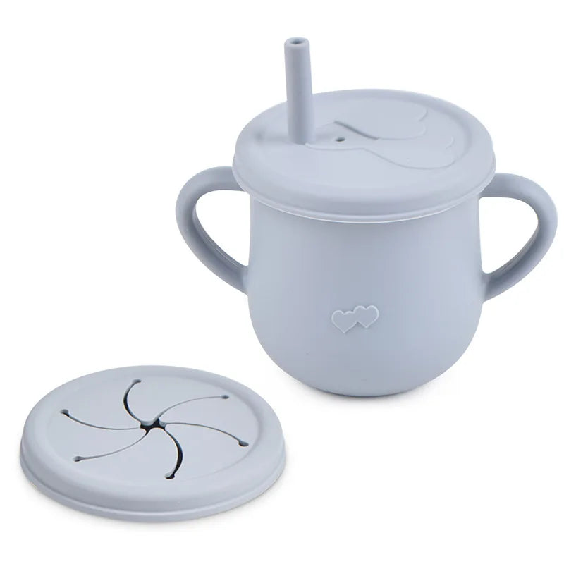 Silicone Baby Training Cup with Lid-Spill-Resistant Sippy Cup