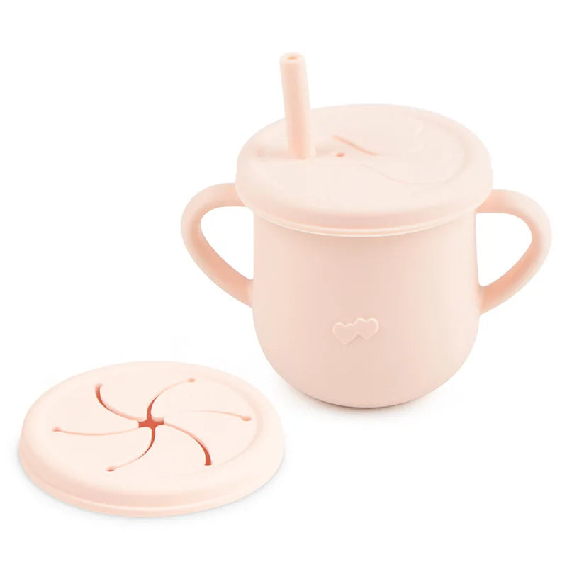 Silicone Baby Training Cup with Lid-Spill-Resistant Sippy Cup