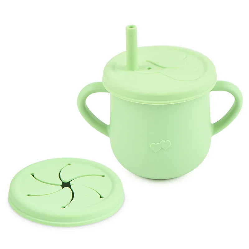Silicone Baby Training Cup with Lid-Spill-Resistant Sippy Cup