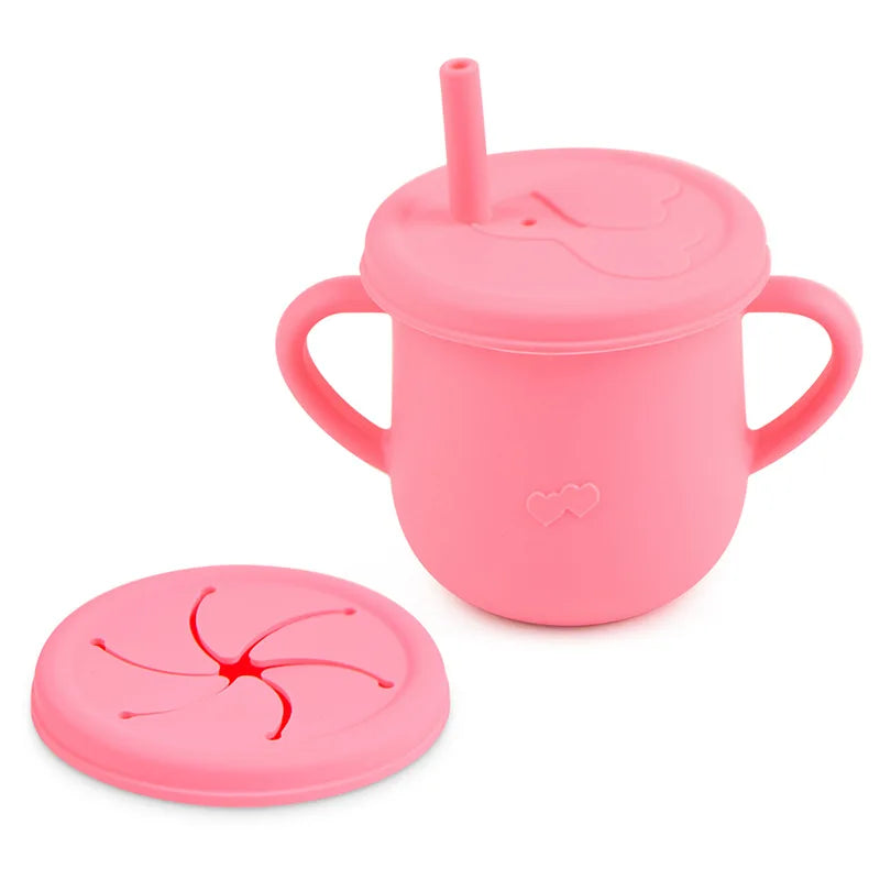 Silicone Baby Training Cup with Lid-Spill-Resistant Sippy Cup