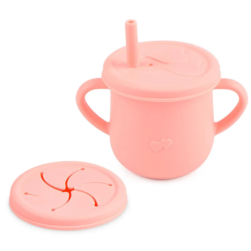 Silicone Baby Training Cup with Lid-Spill-Resistant Sippy Cup