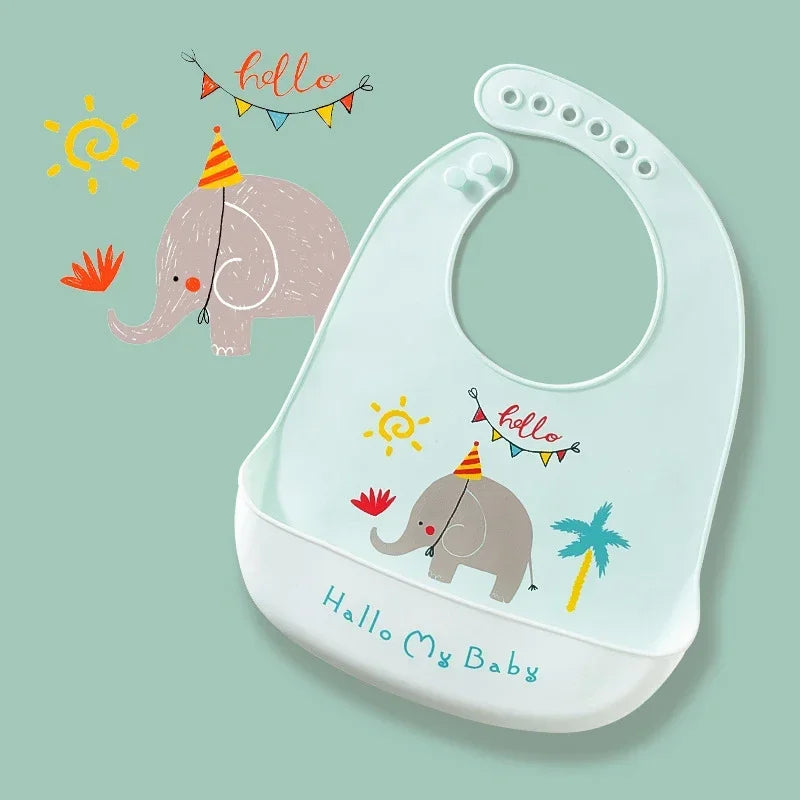 Waterproof Silicone Baby Bib with Food Catcher