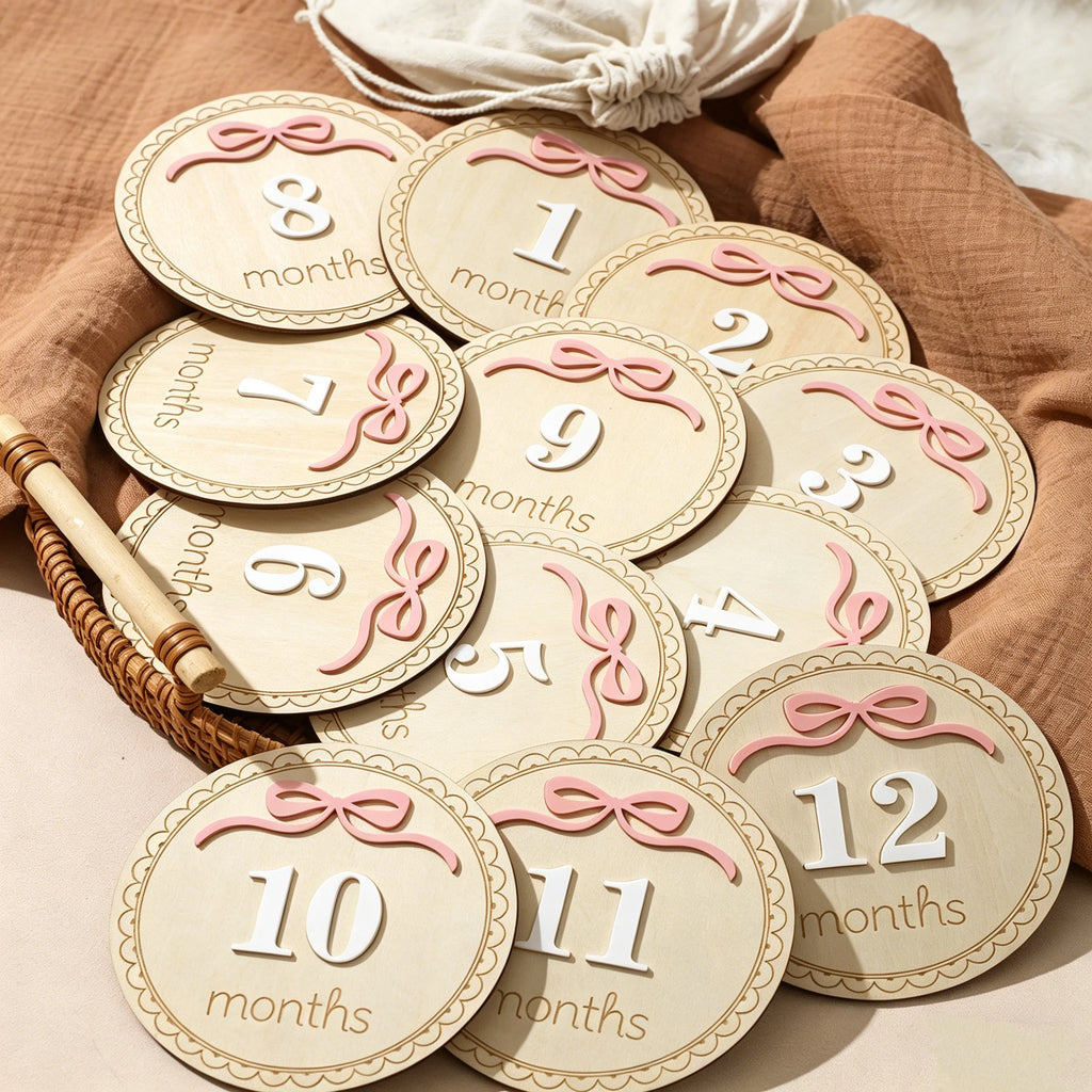 12-Piece Baby Monthly Milestone Cards-Photo Props for Newborns