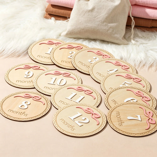 12-Piece Baby Monthly Milestone Cards-Photo Props for Newborns