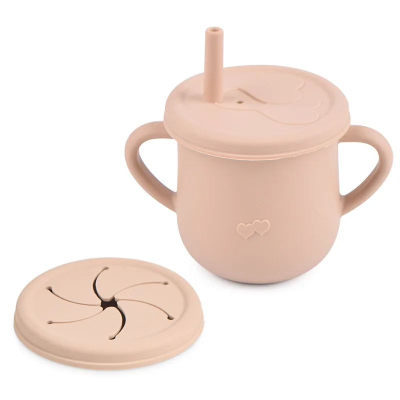 Silicone Baby Training Cup with Lid-Spill-Resistant Sippy Cup
