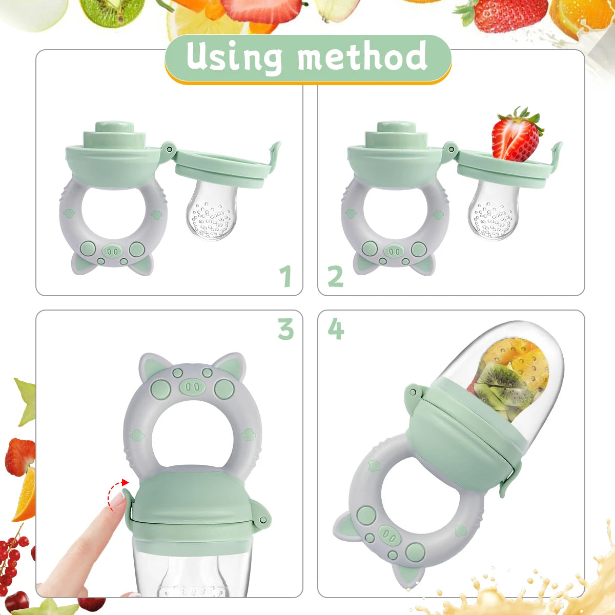 4-Piece Silicone Baby Fruit Feeder